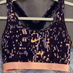 Nike Purple & Orange Digital Pixel Print Dri-Fit Racerback Sports Bra Medium